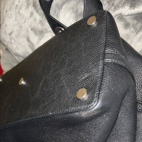Like New Black Pebbled Leather Michael Kors Hand/Shoulder Bag With Metal Details - Picture 7 of 15
